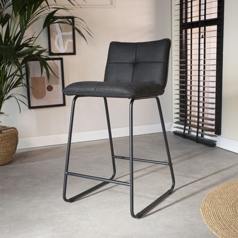 Tabouret de bar industriel 65cm de hauteur d'assise anthracite (1/5)