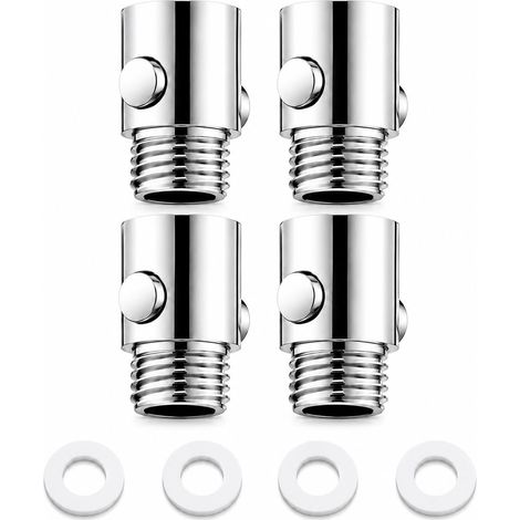 4PCS Stop douche, Valve D'arrêt pour Douche G1/2 en ABS, Bouton d'arrêt G1/2 avec 4 Joints Blancs, Régulateur de Débit pour Pommeau, Tuyau, Douchette à Main, Salle de Bain et Camping-Car (1/5)