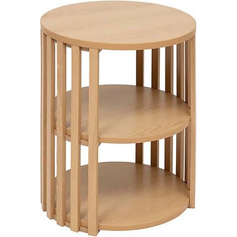 Table D'appoint ronde avec étagère, coloris beige - Longueur 40 x Profondeur 40 x Hauteur 48 cm. (1/5)