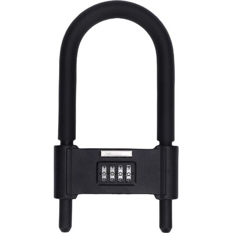 Cadenas à combinaison à 4 chiffres antivol robuste pour vélo, serrure en U avec anse réglable pour porte en verre, portail, hangar, clôture, plage 120-150 mm (1/5)