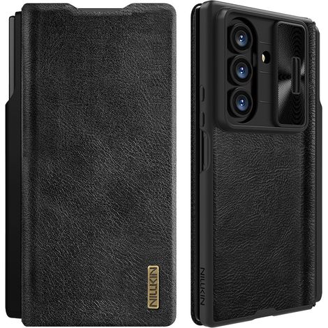 Funda Nillkin Flip para Samsung Galaxy Z Fold7, CamShield Qin Pro, de cuero con lápiz óptico, color negro. (1/5)