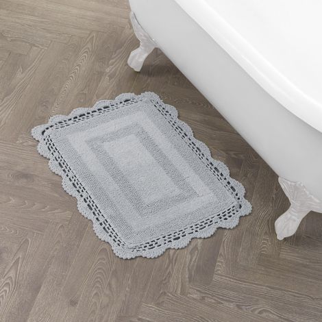 Crochet en Coton 43,2 x 61 cm, Tapis de Bain, Gris Clair (1/5)