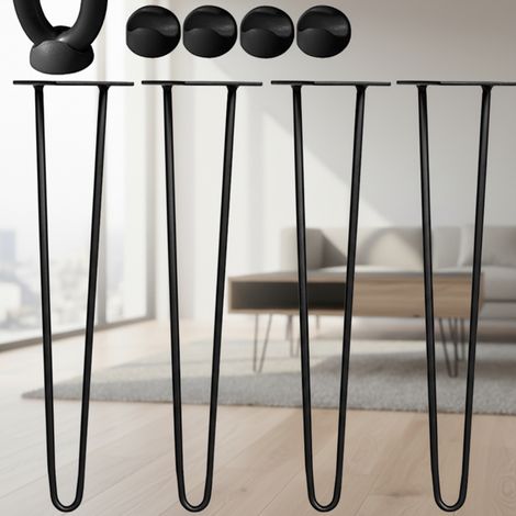 Melko 4x Hairpin Legs 71CM Tischbeine Schwarz Haarnadelbeine Stahl Tischgestell 