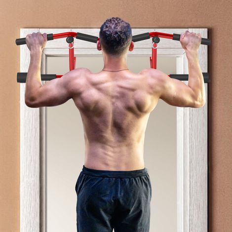 Charge Barre Traction Murale Exercice Domicile Salle Sport Entraînement Rouge Noir 150 kg (1/4)