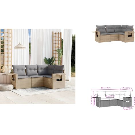 Salon de jardin avec coussins 4 pcs beige résine tressée - Ensemble Salon De Jardin - Meuble Extérieur - Résine Tressée - Rotin Synthétique - Mobilier De Jardin (1/3)