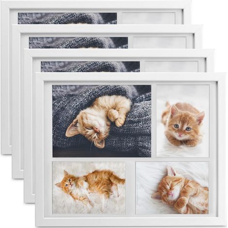 4x cadres photo 10x15 cm & 15x21 cm pour 4 photos, blanc
