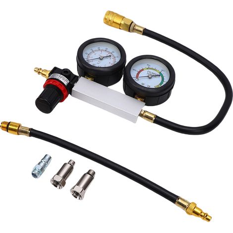 Kit détecteur de fuite cylindre avec 2 bougies, testeur étanchéité compression moteur double manomètre pour entretien auto camion (1/5)