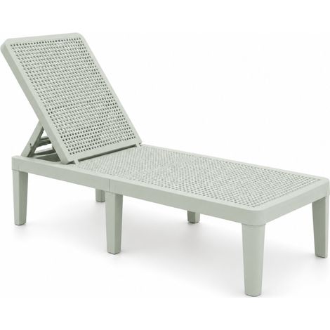 Transat de Jardin en Résine – Bain de Soleil avec Dossier Réglable – Vert clair (1/5)