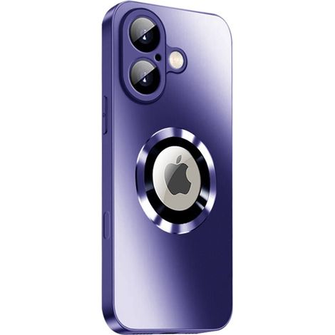 Magnetic cover iphone 16 plus with lens protection and logo view - purple