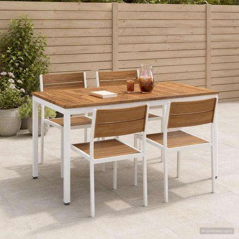 vidaXL Tavolo da cena da giardino Naturale e Bianco 108,5 x 55 x 75 cm