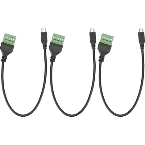 3 Pièces Connecteur Mâle Micro USB 5 Broches à 5 Broches avec Écran, Câble Adaptateur à Bornes sans Soudure