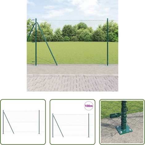 vidaXL Sécurité extérieure - Poteau de clôture. Vert 100 x 1,4 m (treillis 36 mm) (1/5)