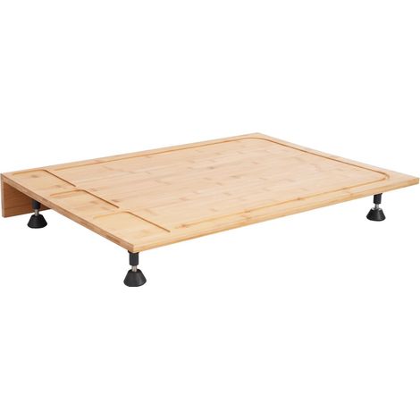 Copri fornelli in bambù con bordo di arresto, multifunzione, in legno, tagliere, piedini di supporto regolabili, piastra di copertura per piani cottura, 75 x 54 x 10 cm