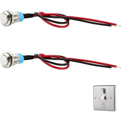 2 Pièces Interrupteurs à Bouton Poussoir Momentanés 12mm 12V/24V, Étanches IP65 Précâblés 3-220V AC/DC Tête Haute pour Électronique Auto PC Projets DIY Commande Temporaire Mini Bouton-Poussoir (1/5)