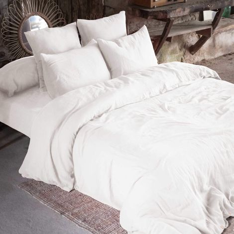 Parure de lit 240x220 double gaze de coton blanc Terre de Nuit
