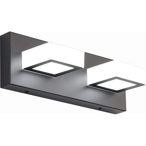 32 cm quadratische LED-Spiegelkopflampe, Wandlampe, Make-up-Licht, zwei Köpfe, 6 W, 4000 K neutrales Licht