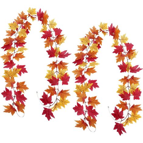 Lot 2 guirlandes feuilles érable artificielles, déco automne/Thanksgiving (1/5)