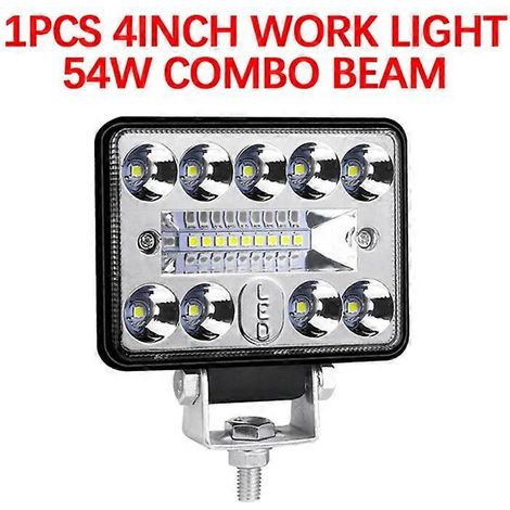Barre lumineuse de travail LED étanche 12-24 V, projecteur carré 48 W, phare de travail pour camions, éclairage de conduite de nuit tout-terrain pour SUV, 18 LED, 1 pièce (1/5)