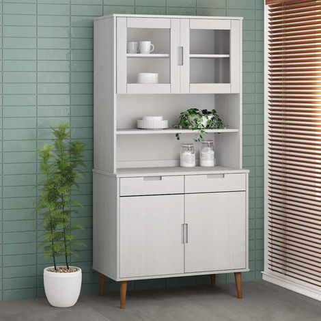 Aparador superior MOLDE madera maciza pino blanco 90x35x100 cm (1/4)