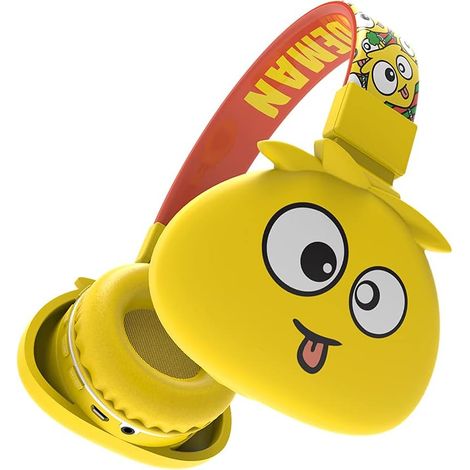 Casque sans fil pour enfants, pliable, stéréo, avec microphone et motif dessin animé (jaune) (1/3)