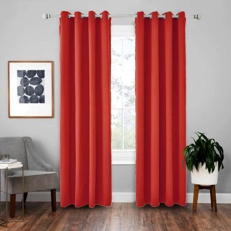 2 Pièces Rideaux Occultants Thermiques Rideaux de Salon - 140 x 240(Rouge) rouge gros rouge (1/4)
