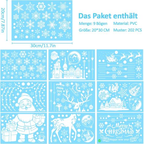 Nepfaivy Fensterbilder Weihnachten 202PCS Selbstklebend Statische Schneeflocken (1/5)