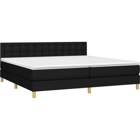 vidaXL Sommier à lattes de lit avec matelas Noir 200x200 cm Tissu (1/5)