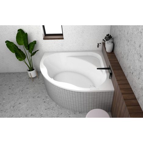 ECOLAM Baignoire d'angle Standard 150x150 cm pieds siphon + silicone (1/5)