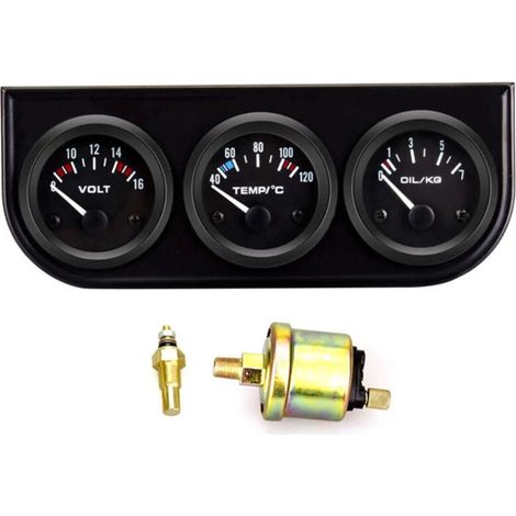 Manomètre 3 en 1 pour la température de l'eau, la température de l'huile et la pression d'huile - Kit de remplacement pour voitures, camions, tracteurs et moteurs marins (1/5)