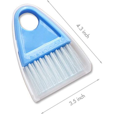 Mini balai et pelle à poussière pour table de nettoyage, clavier, poils d'animaux domestiques et petits dégâts - 1 paquet bleu et blanc (1/5)