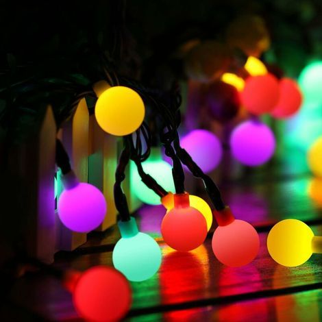 Guirnalda de luces LED solares para exteriores con forma de globo, 50 unidades, 7 m, con 8 modos de iluminación, bombillas decorativas impermeables para interiores y exteriores, ideales para jardín, b (1/5)