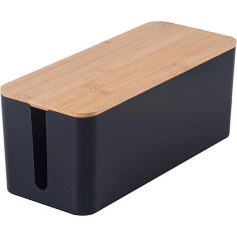 Kabelmanagementbox-Deckel aus Kunststoff, Kabelorganizer mit großem Fassungsvermögen, Steckdosen und Stromkabel, Kabelkanal für den Schreibtisch, Homeoffice (schwarz) (1/2)
