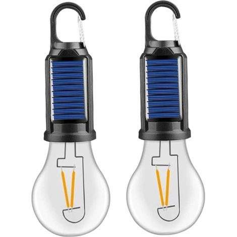 Zweiteiliges tragbares wasserdichtes und multifunktionales Retro-Solar-Campinglampen-Set mit Haken geeignet für Outdoor-Camping Solarleuchten und (1/2)
