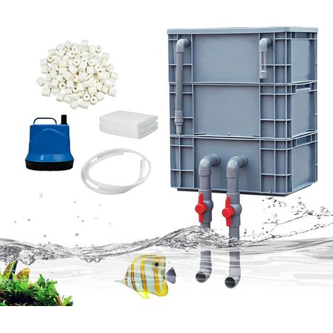 Filtres pour aquariums à poissons Pompe 3 niveaux à cycle hydrique Boîte Débordement Ruissellement Pour Eau Claire Pour Eau Douce Et Salée, Bassin, Jardin Extérieur, Maison, Commercial (1/5)