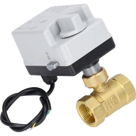 Vanne à billes motorisée DN20 2 voies 2 fils NO ouverture normale manuel auto laiton ABS 220V IP54 filetage 3/4po (1/5)