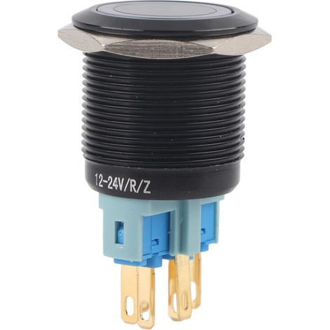 Jeffergarden Interrupteur à bouton-poussoir étanche 22 mm 12 V-24 V à verrouillage automatique et LED blanche (1/5)