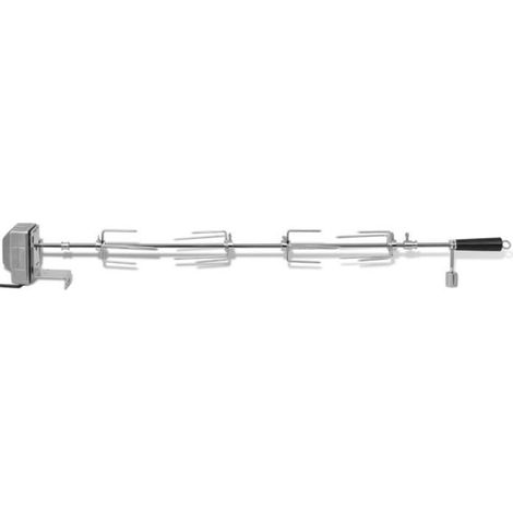 Broche à rôtir motorisée pour barbecue - DILWE - 1000 mm - Acier chromé - Acier inoxydable - 4 fourchettes (1/4)