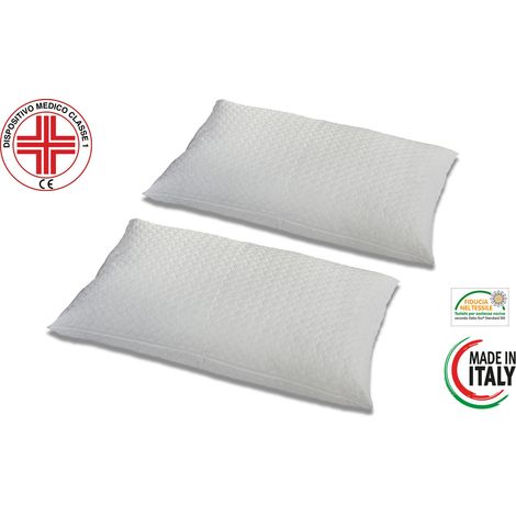 Coppia di cuscini TULIP MED fiocco di Memory Foam con tessuto traspirante 2 guanciali 40x70 cm formato saponetta ideale per cerviale e adatto a tutti materassi e letti (1/5)