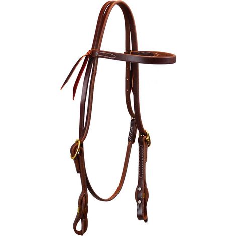 taglia unica, marrone dark oil: Testiera western in cuoio 5/8" per cavalli con sgancio rapido