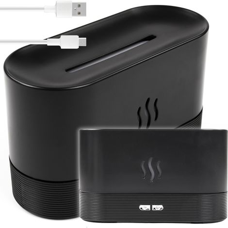 Luftbefeuchter-Diffusor mit Kaminanschluss, USB-Aromatherapie für Wohnzimmer, schwarz