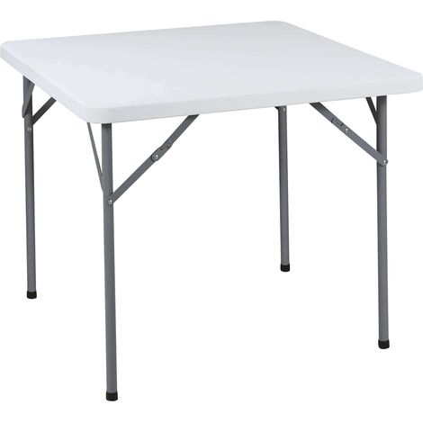 TAVOLO CATERING 90X90X74H FISSO STRUTTURA METALLO PIEGHEVOLE E PIANO ABS BIANCO (1/5)