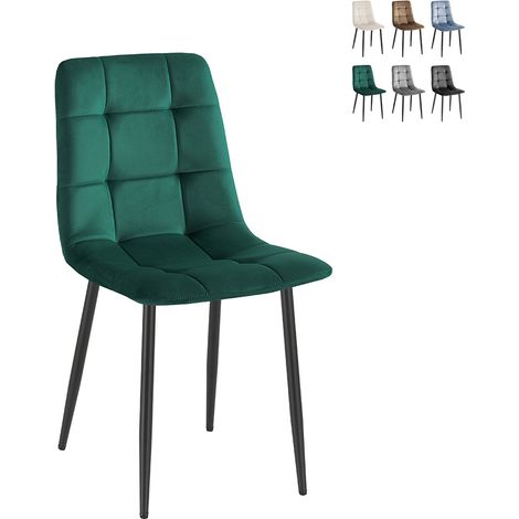 Set di 4 sedie in tessuto effetto velluto verde (1/5)