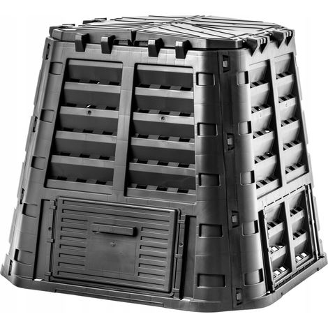 KADAX Compostador de Jardín 480L, Una Solución Ecológica y Práctica para Transformar Tus Residuos Orgánicos en Fertilizante Natural, Contenedor de Compost (Negro)