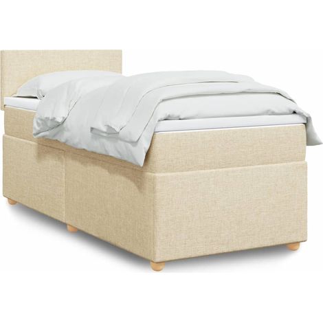 Boxspringbett mit Matratze Creme 100x200 cm Stoff