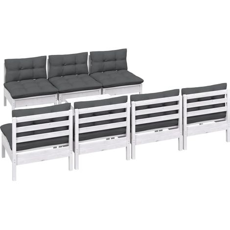 Set Divani da Giardino 8 pz con Cuscini Antracite Legno di Pino vidaXL (1/4)