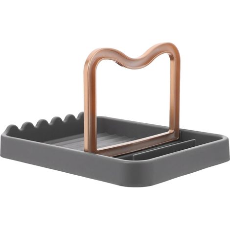 Repose-Cuillère Et Support De Couvercle De Pot Porte-Ustensiles De Cuisine avec Égouttoir Support pour Louche Spatules Et Couvercles Rangement De Comptoir pour Cuisine (1/5)