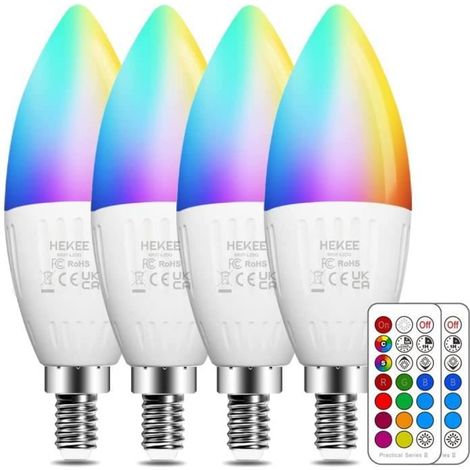 Ampoule LED E14 5W (équivalent 40W) Couleur RGB Changement Variation Coloré RGBW Globe Blanc Chaud 2700K Dimmable (1/4)