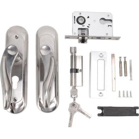 Ensemble de poignée de porte d'entrée en acier inoxydable, levier, cylindre, serrure et clés pour la maison (1/5)