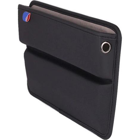 (Noir) Boîte de rangement haut de gamme en cuir pour combler les espaces entre les sièges de voiture, console centrale et compartiment latéral, portefeuille, clés et pièces de monnaie. (1/5)