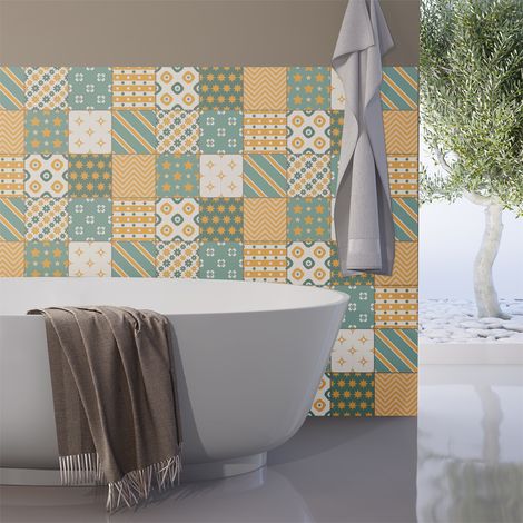 Sticker Mural Carrelage adhésif Cuisine Salle de Bain - 9 STICKERS CARRELAGES SCANDINAVE BIRGHIR - 9stickers10x10cm (1/5)
